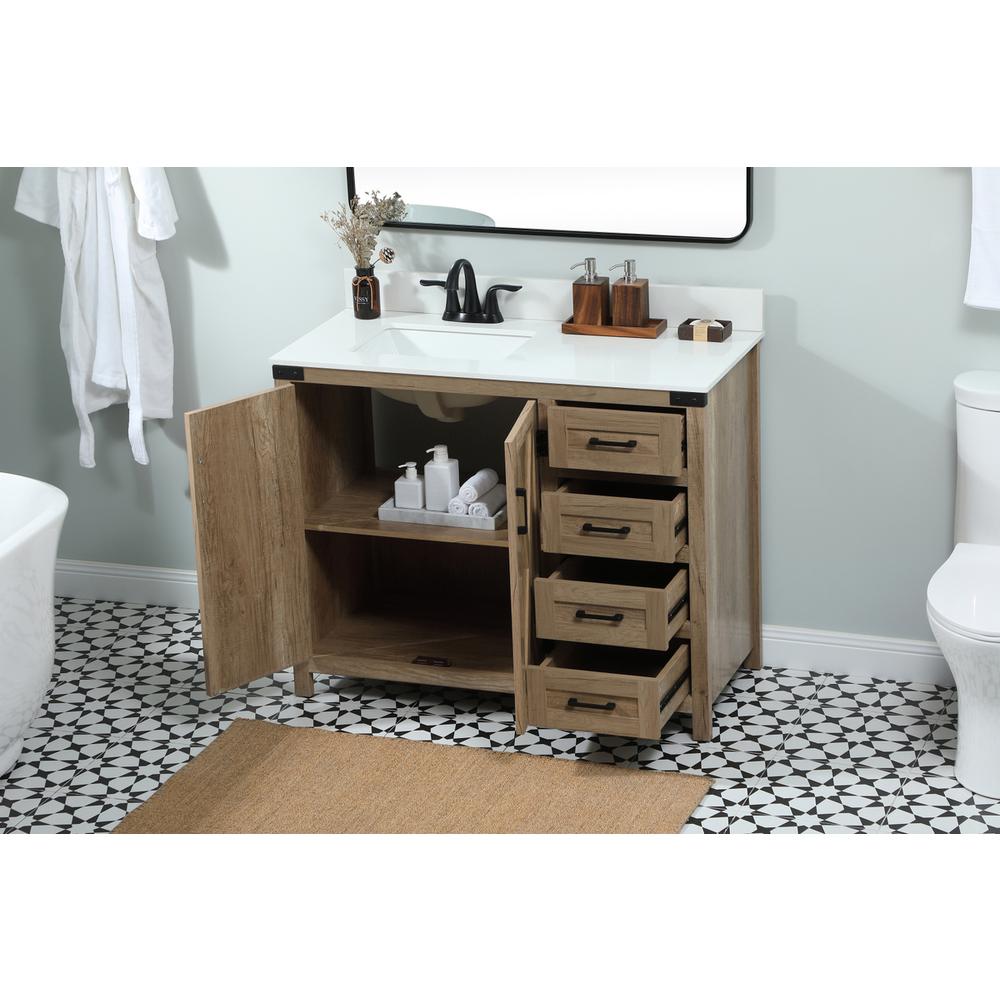 42 inch Single bathroom vanity in natural oak with backsplash. Picture 3