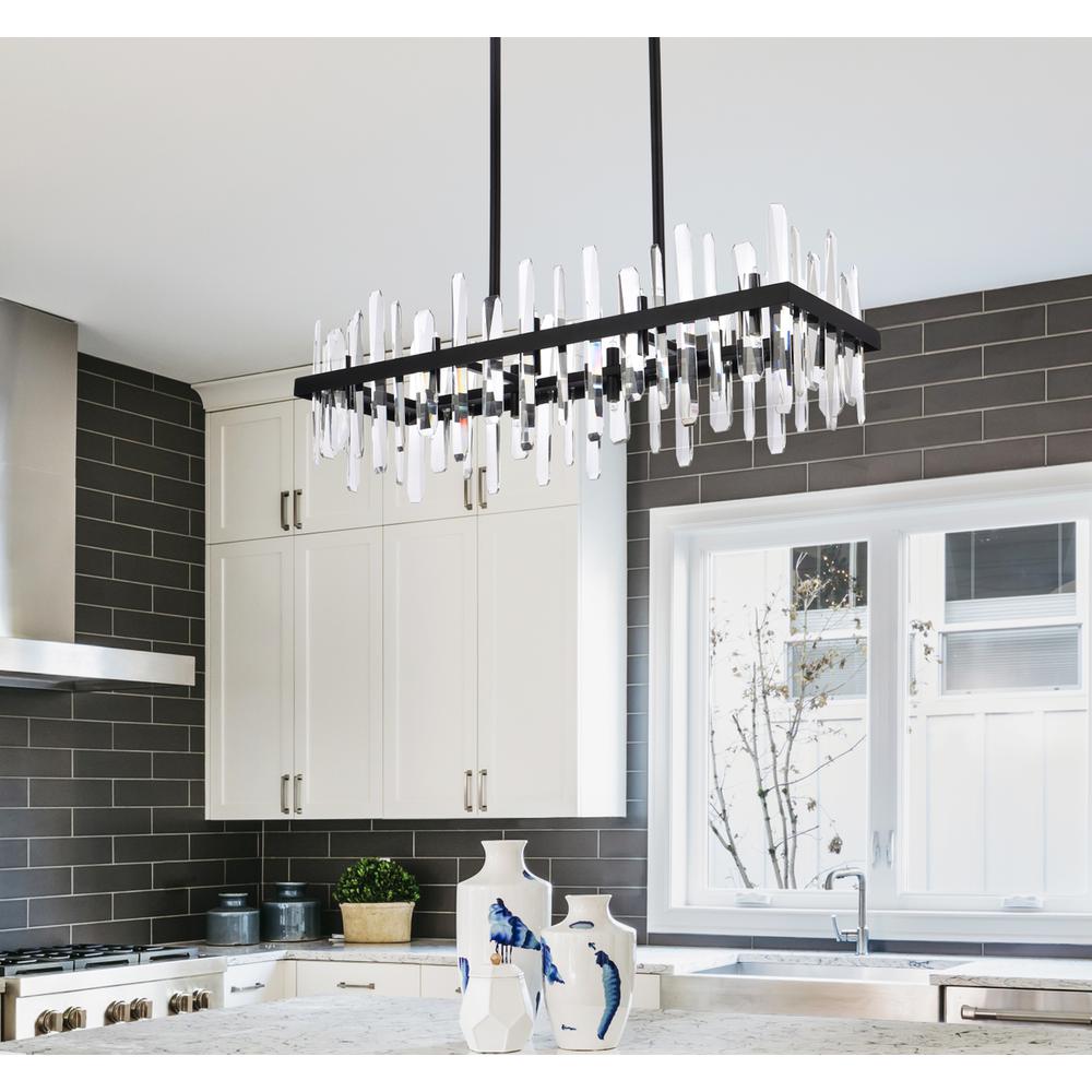 Serena 36 inch crystal rectangle chandelier in black. Picture 8