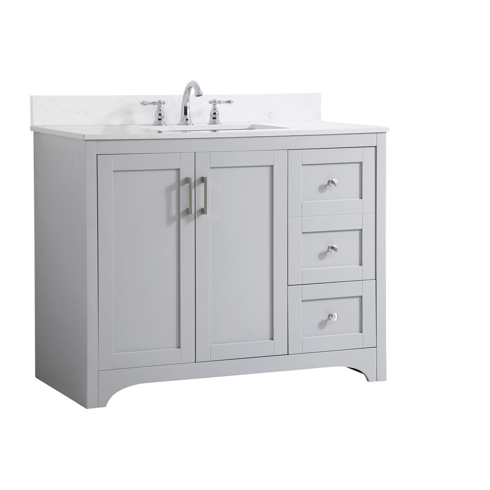 42 inch Single Bathroom Vanity in Grey with Backsplash. Picture 8
