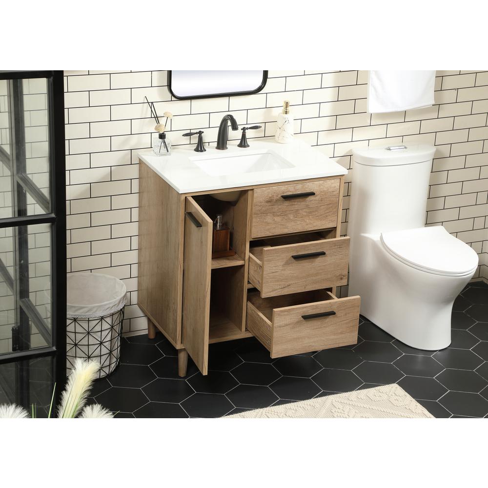 30 inch Single bathroom vanity in natural oak. Picture 3