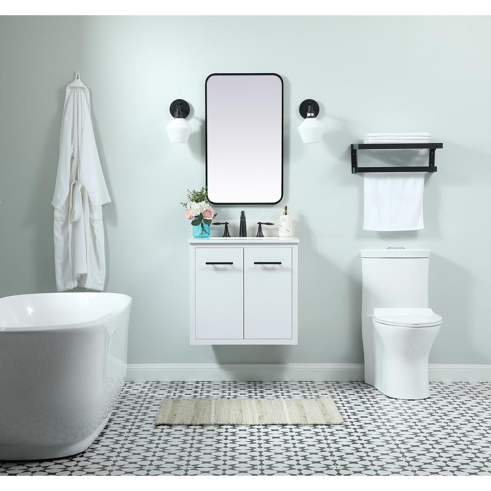 24 inch Single bathroom vanity in white with backsplash. Picture 7