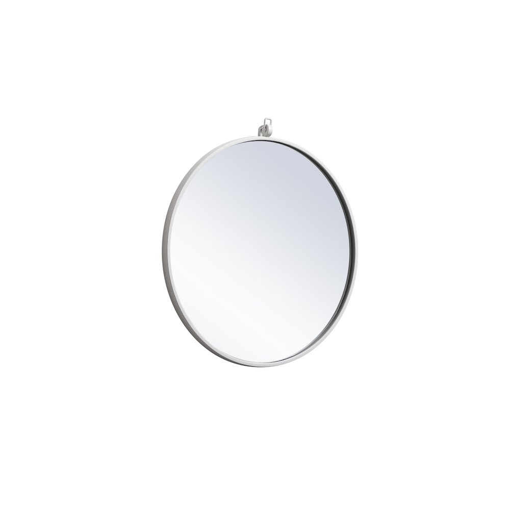 Metal Frame Round Mirror With Decorative Hook 21 Inch In White. Picture 6