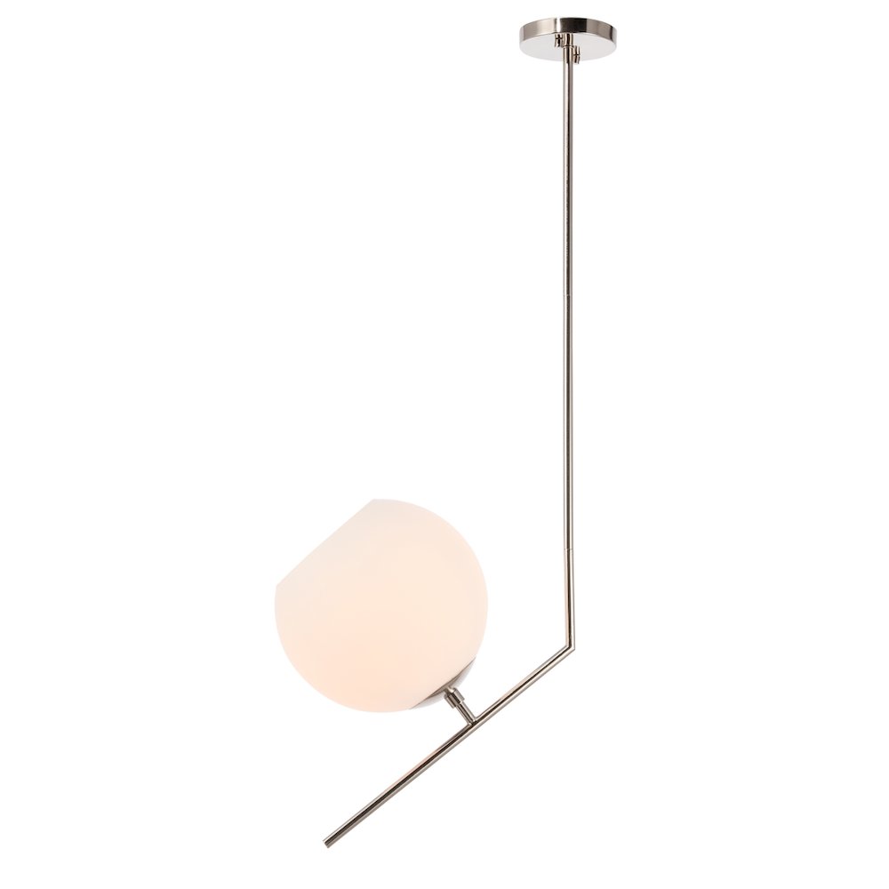 Ryland 1 Light Chrome And Frosted White Glass Pendant. Picture 1