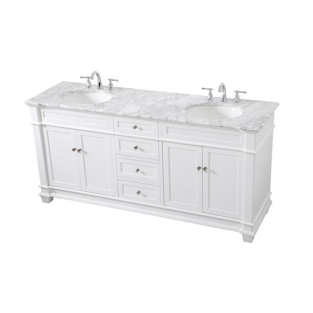 72 inch Double Bathroom Vanity set in White. Picture 8