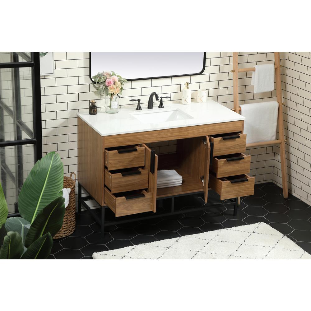 48 inch Single bathroom vanity in walnut brown. Picture 3