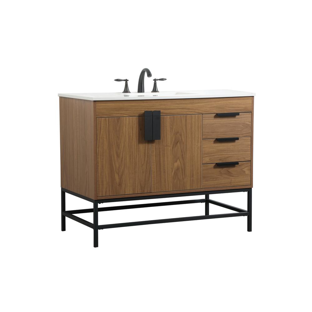 42 inch Single bathroom vanity in walnut brown. Picture 7