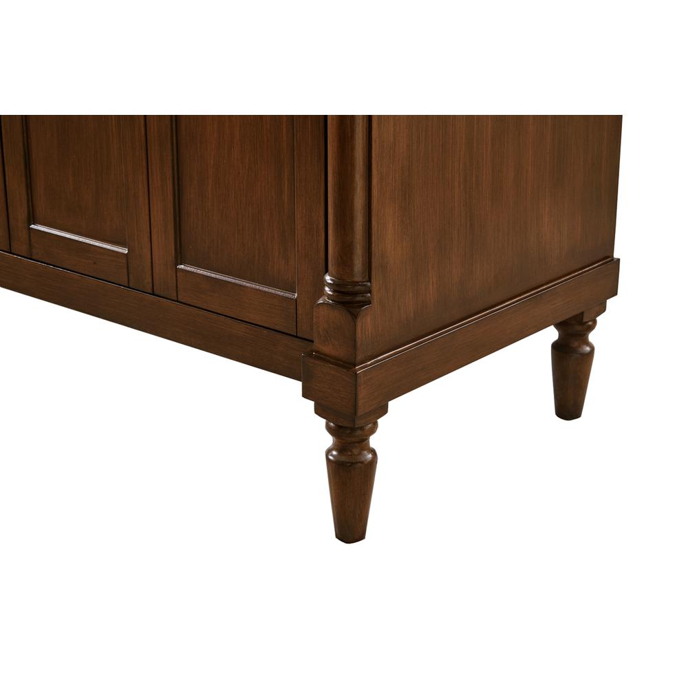 60 inch Single Bathroom vanity in Walnut with ivory white engineered marble. Picture 6