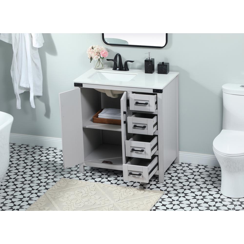 32 inch Single bathroom vanity in grey. Picture 3