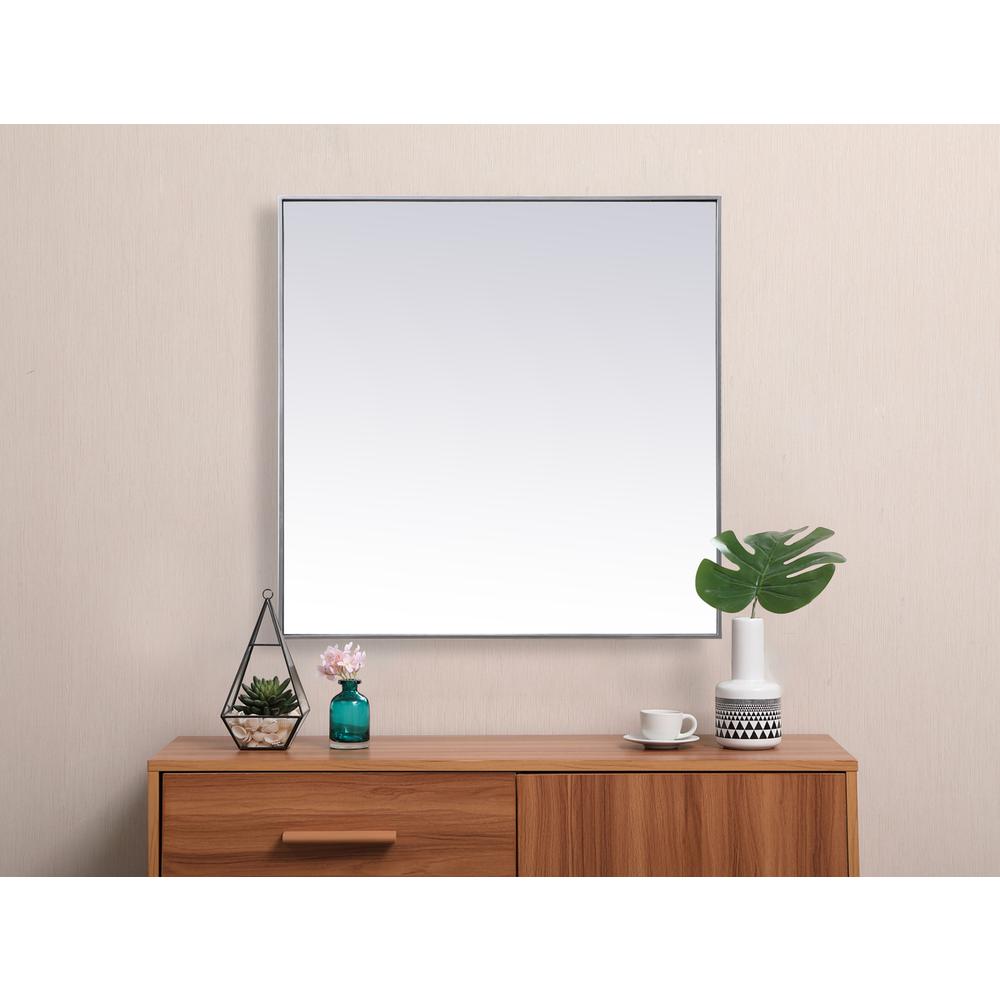 Metal Frame Square Mirror 42 inch in Silver. Picture 3