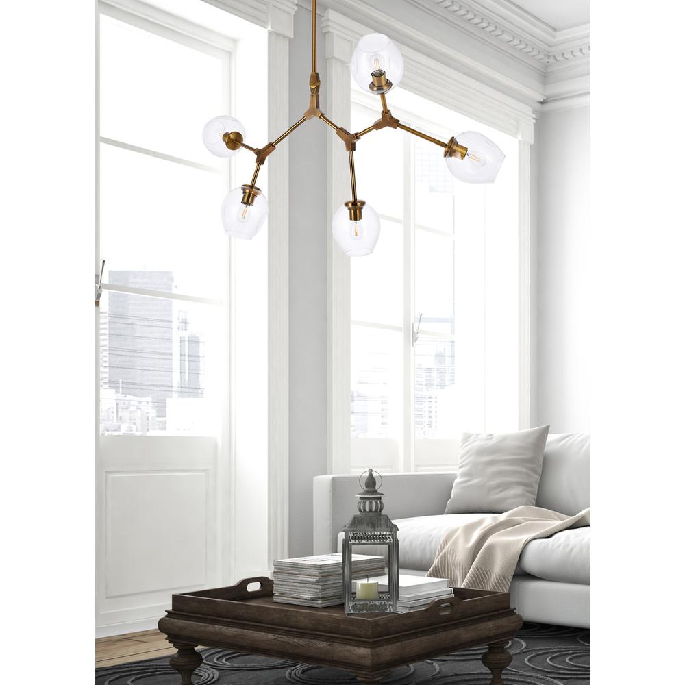 Cavoli 5 lights brass chandelier. Picture 7