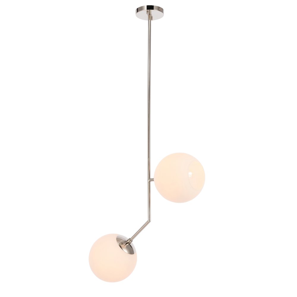 Ryland 2 Light Chrome And Frosted White Glass Pendant. Picture 8