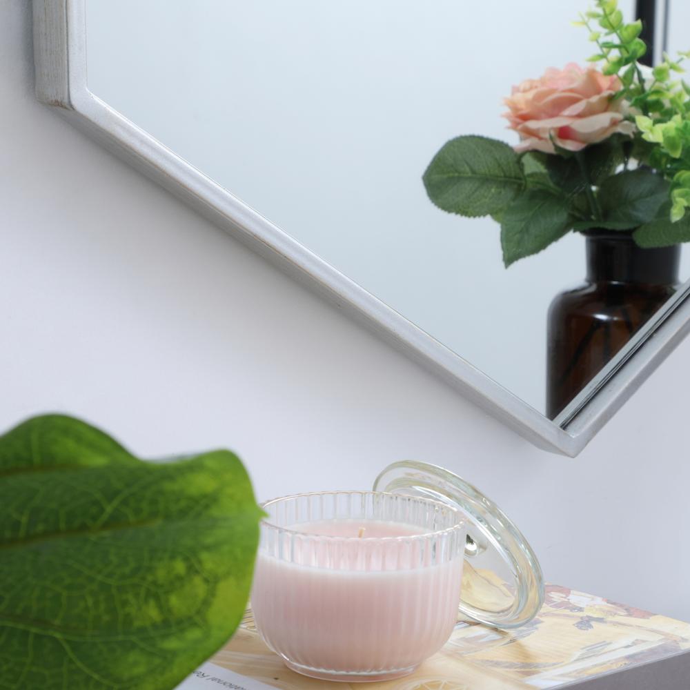 Metal frame hexagon mirror 24 inch in silver. Picture 10