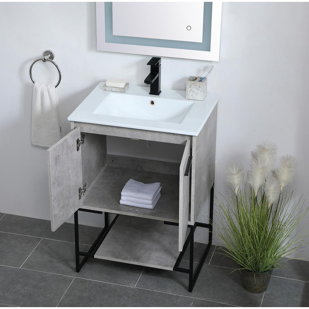 24 inch  Single Bathroom Vanity in Concrete Grey. Picture 3