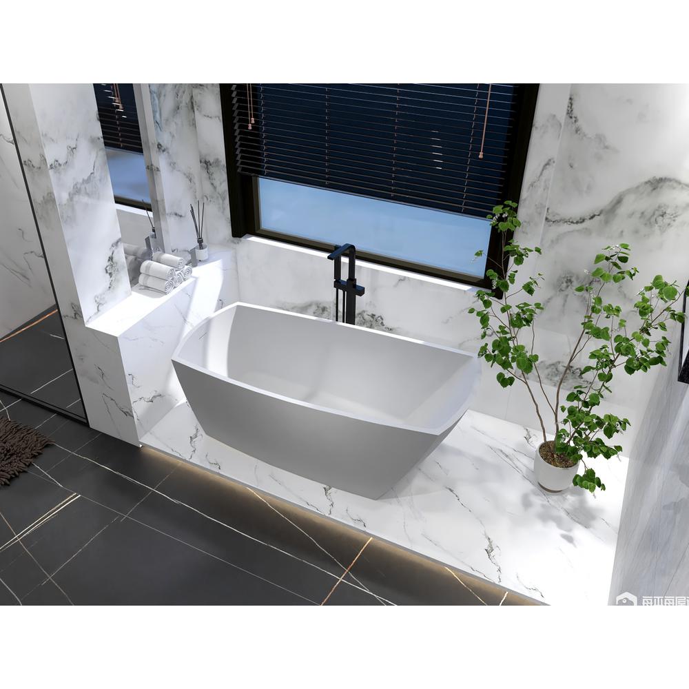 67 inch soaking single slipper rectangular bathtub in glossy white. Picture 4