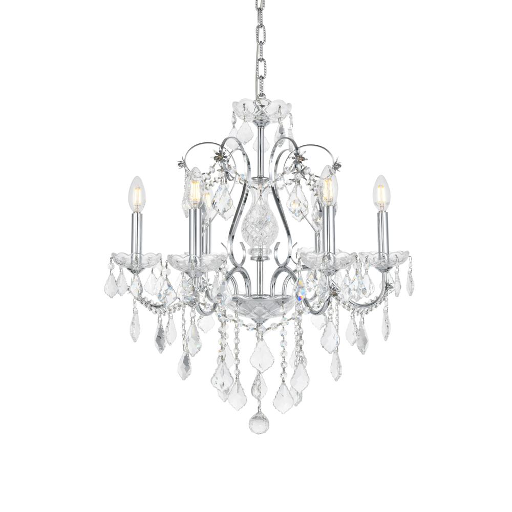 St. Francis 6 light Chrome Chandelier Clear Royal Cut Crystal. Picture 6