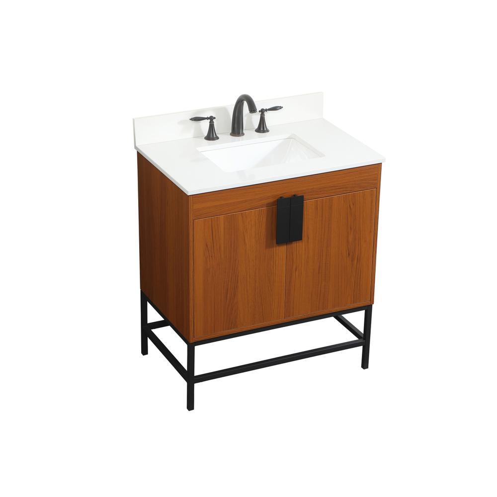 30 inch Single bathroom vanity in teak with backsplash. Picture 8