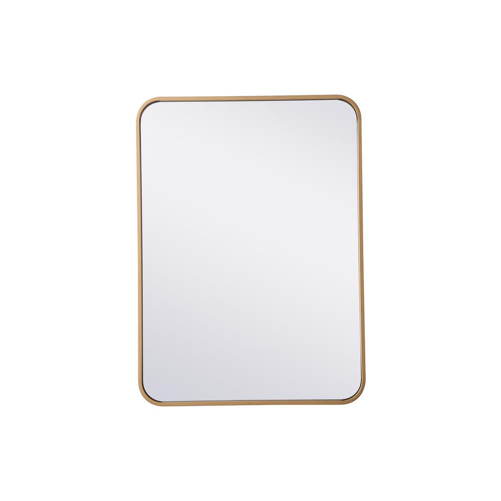 Soft corner metal rectangular mirror 22x30 inch in Brass. Picture 1