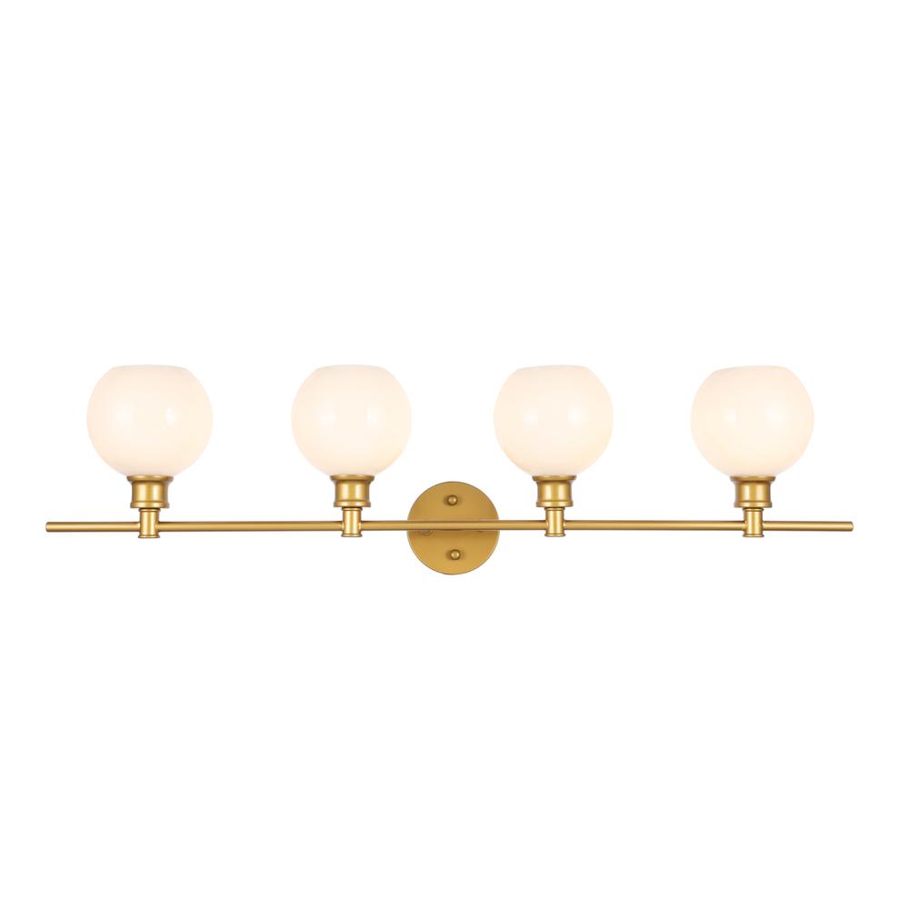 Collier 4 light Brass and Frosted white glass Wall sconce. Picture 1