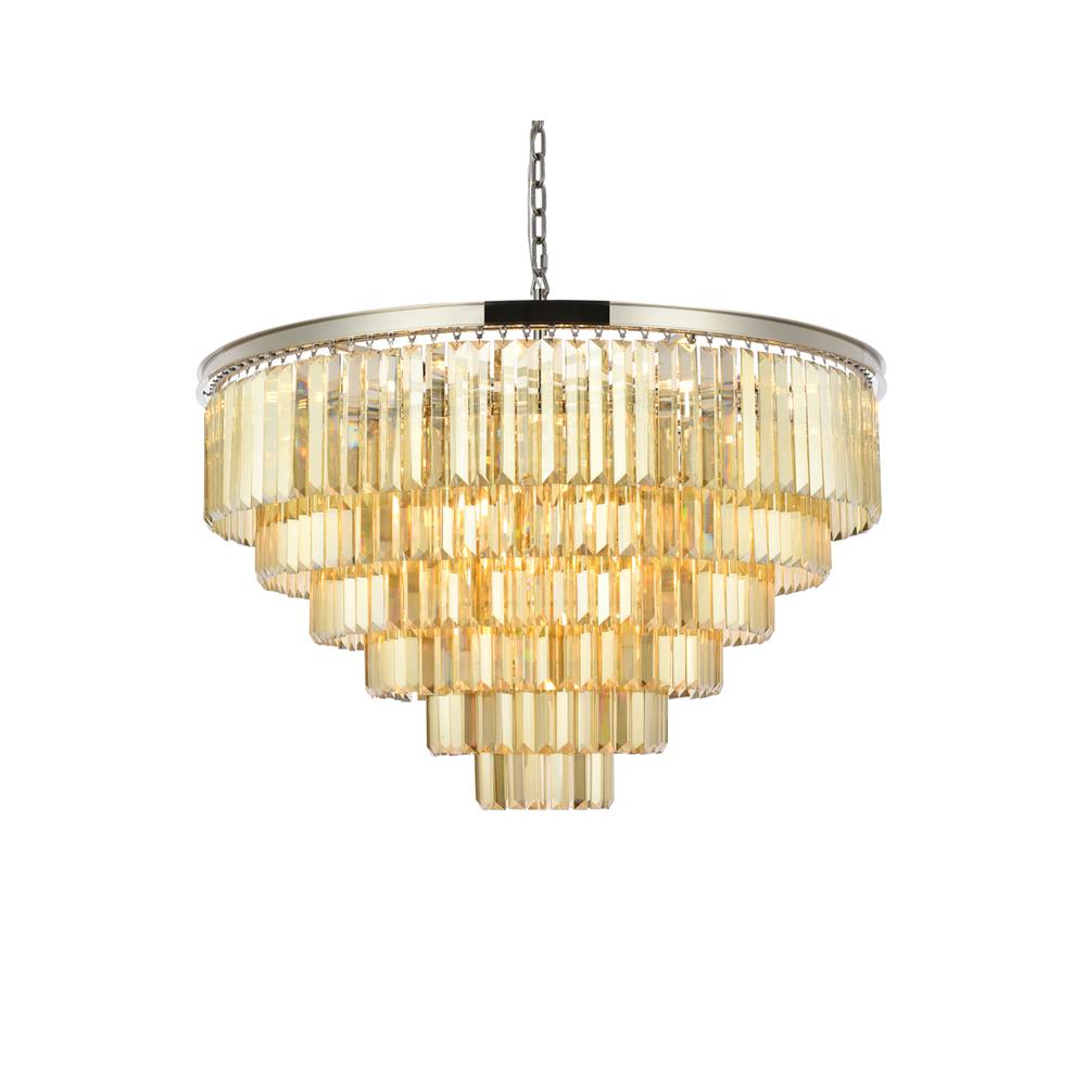 Sydney 33 light polished nickel Chandelier Golden Teak (Smoky) Royal Cut Crystal. Picture 2