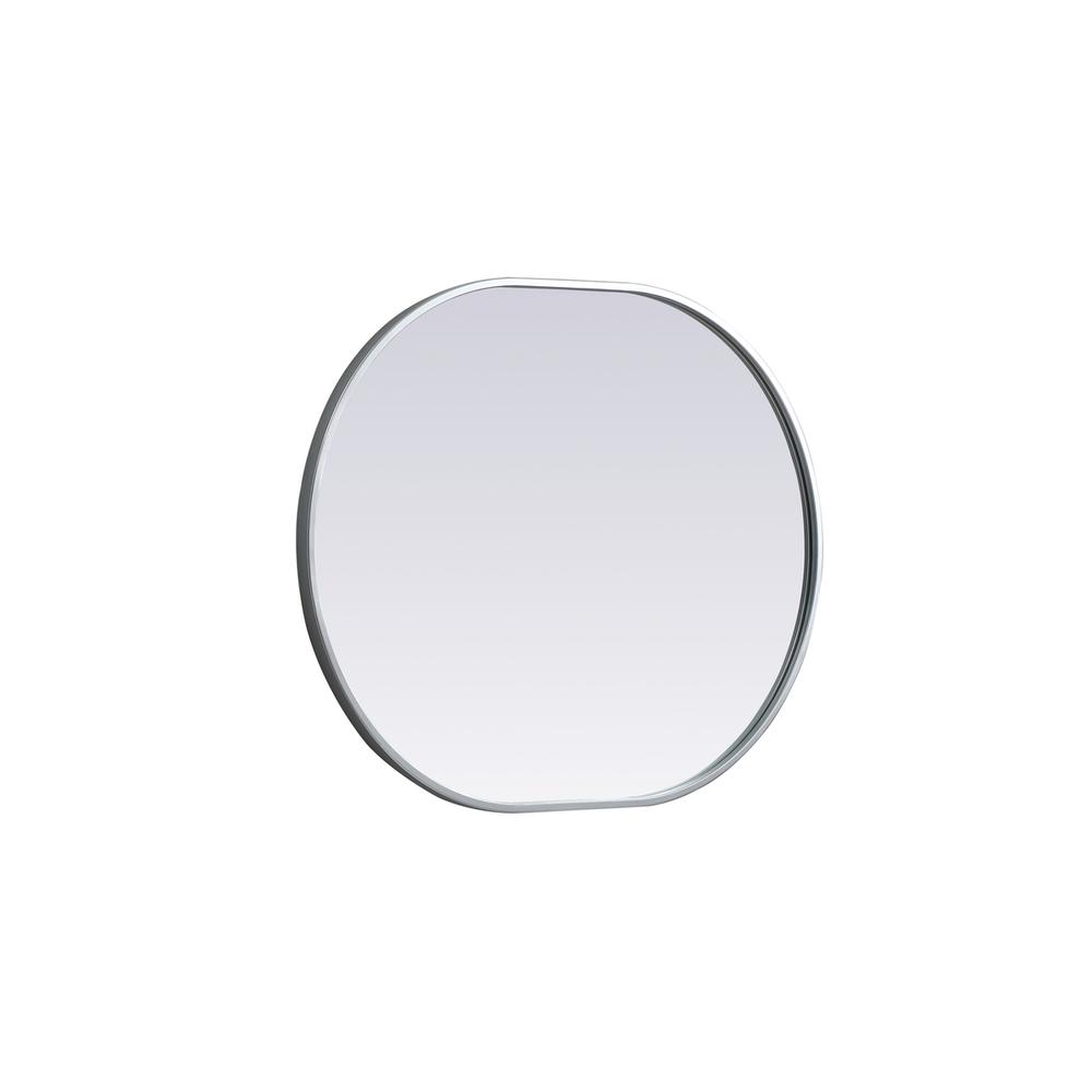 Metal Frame Oval Mirror 24x30 Inch in Silver. Picture 9