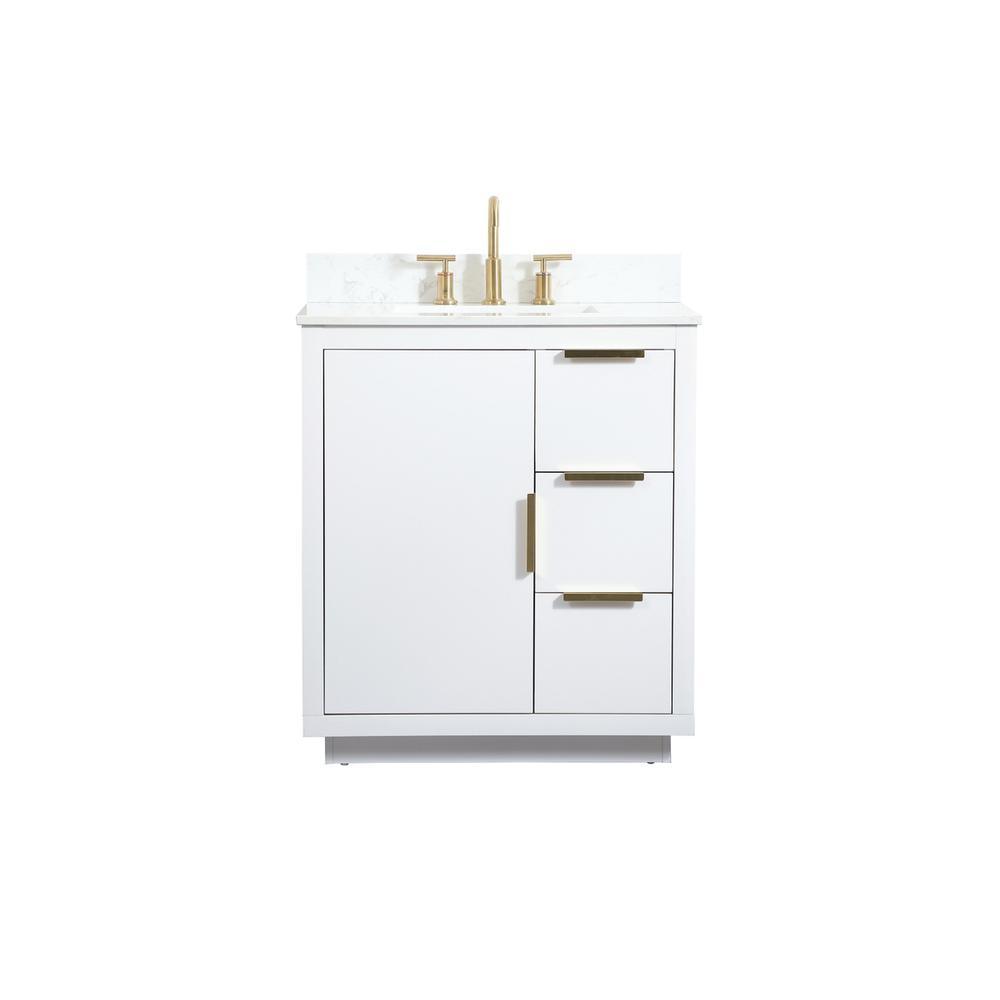 30 inch Single bathroom vanity in white with backsplash. Picture 1