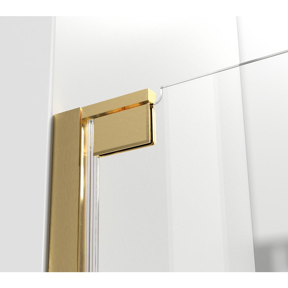 Semi-frameless hinged shower door 48 x 72 Brushed Gold. Picture 8