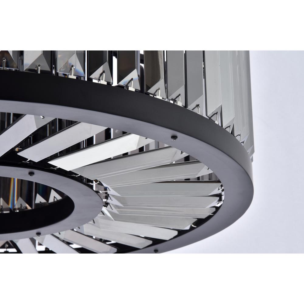 Chelsea 8 light Matte Black Chandelier Silver Shade (Grey) Royal Cut Crystal. Picture 3