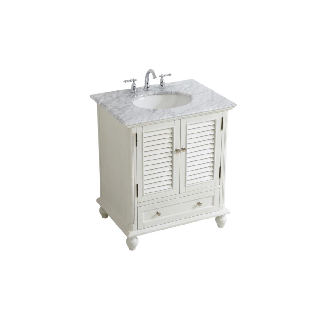 30 inch Single Bathroom Vanity in Antique White. Picture 7