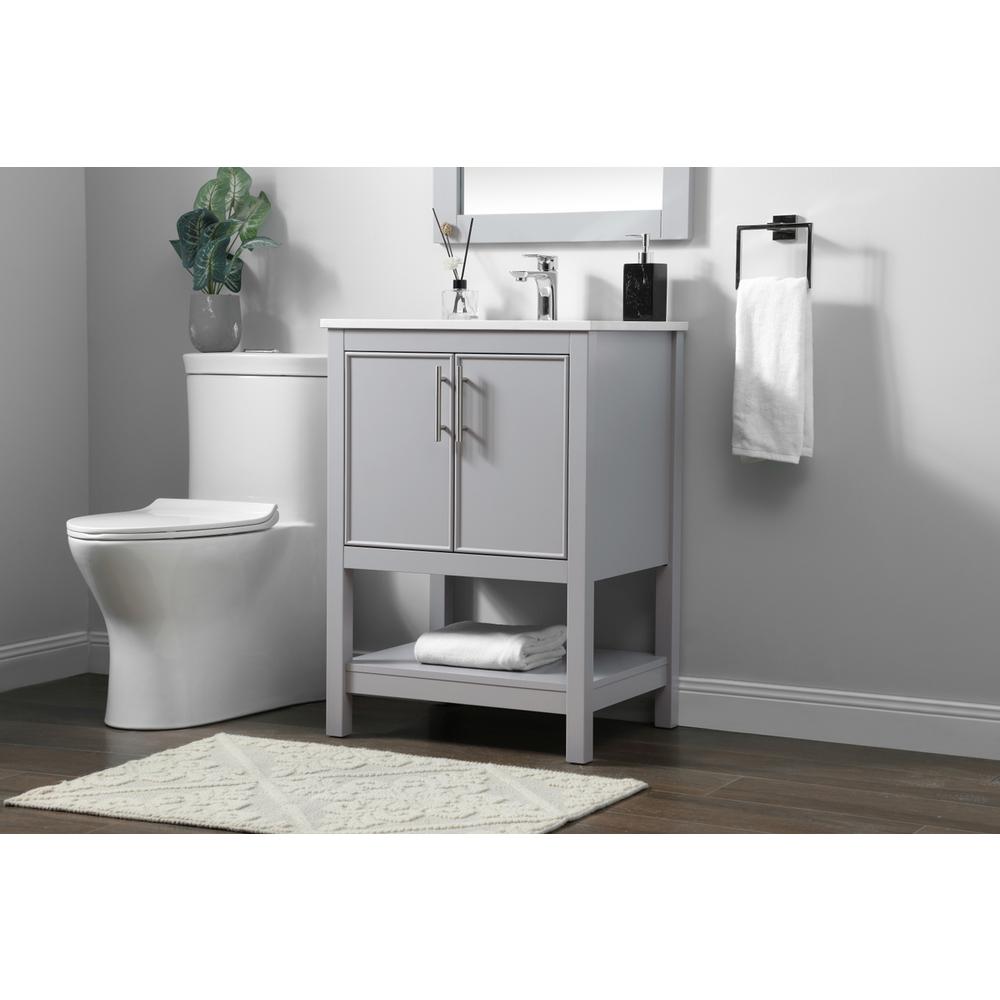 24 Inch SIngle Bathroom Vanity In Grey. Picture 2