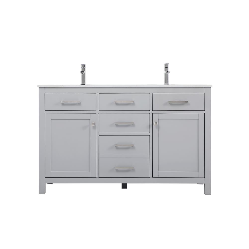 54 Inch Double Bathroom Vanity In Grey. Picture 1