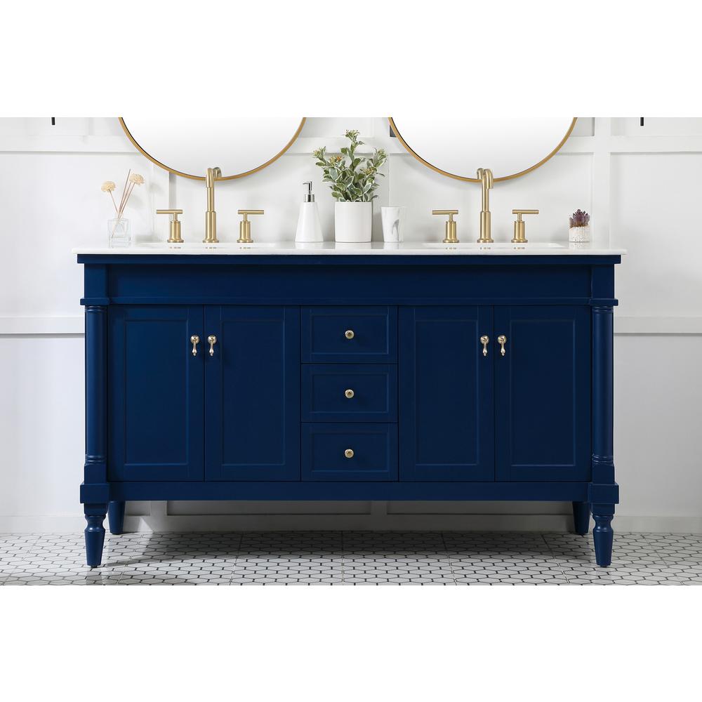 60 inch double bathroom vanity in blue. Picture 14