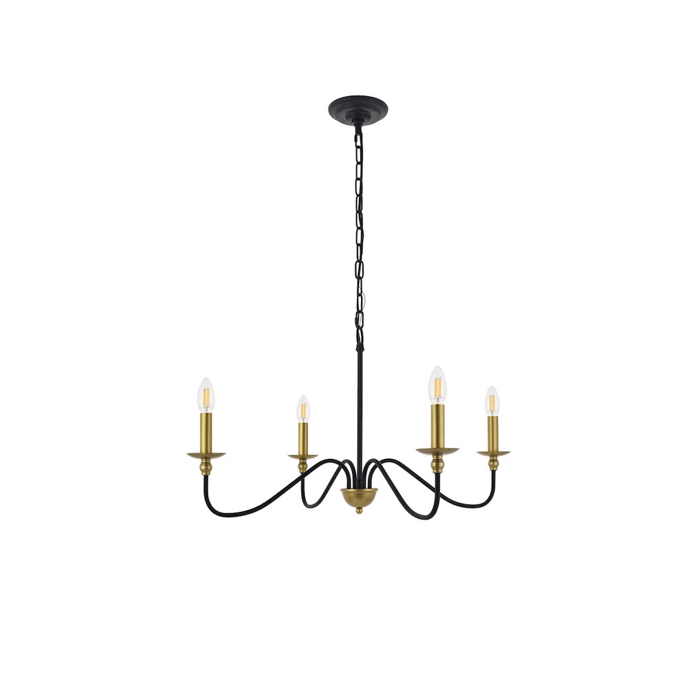 Rohan 4 Light Matte Black And Brass Pendant. Picture 3
