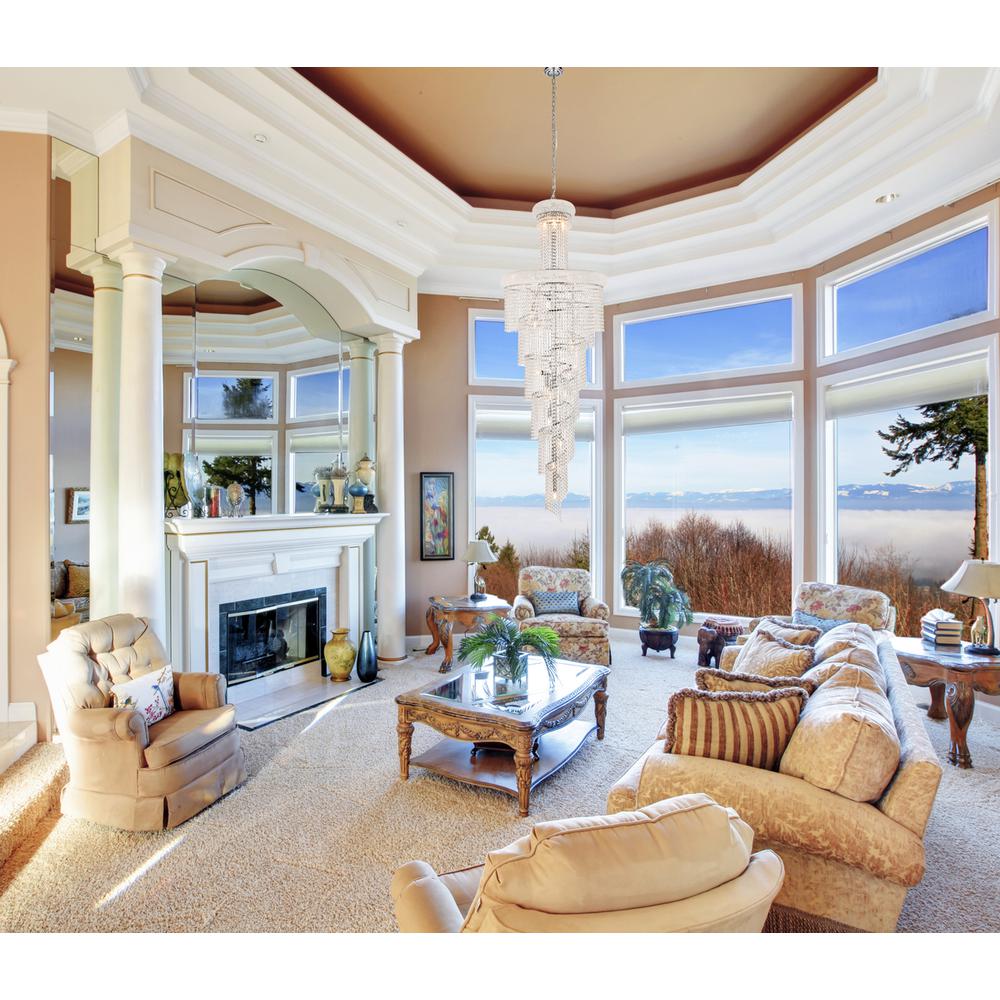 Spiral 28 light Chrome Chandelier Clear Royal Cut Crystal. Picture 8