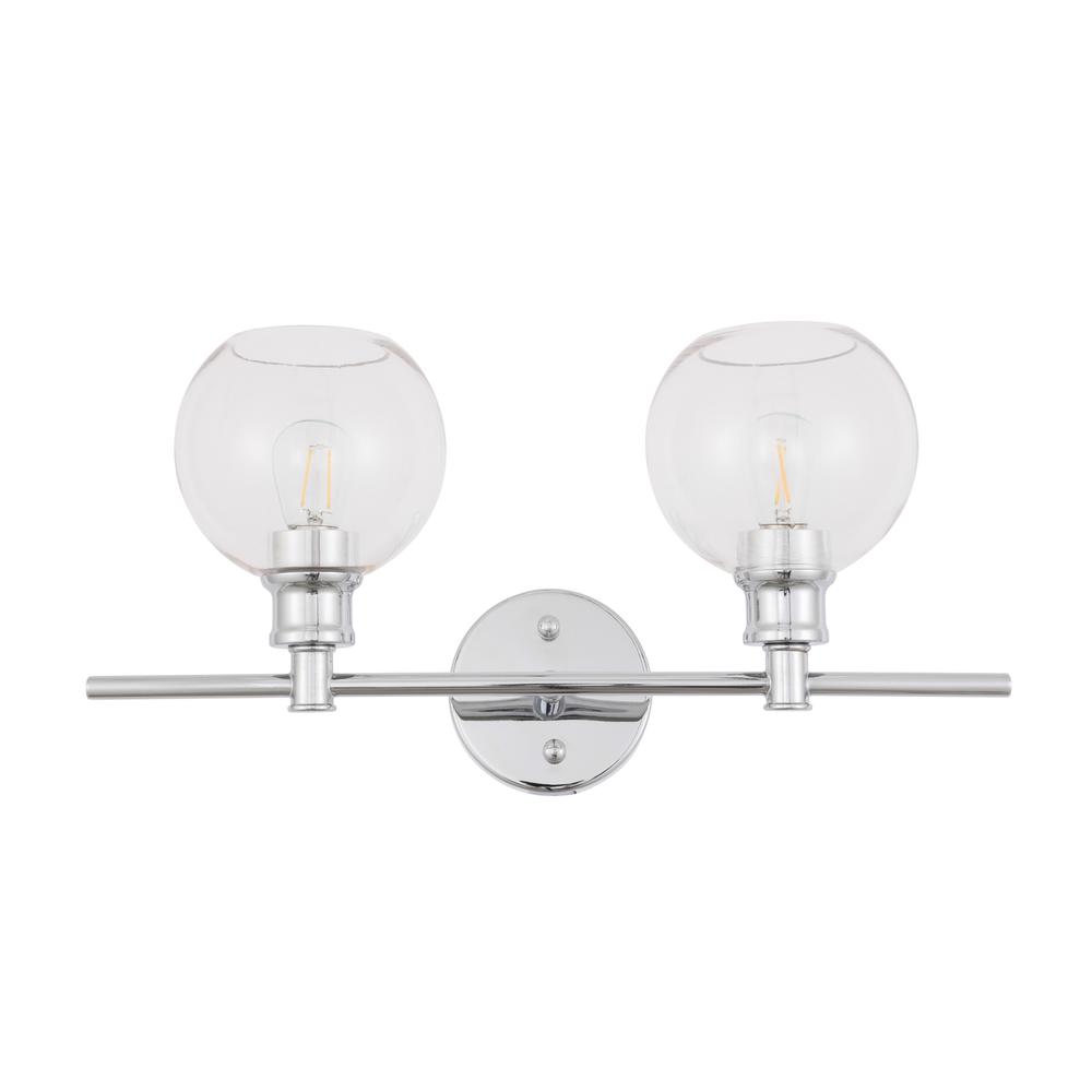 Collier 2 light Chrome and Clear glass Wall sconce. Picture 2