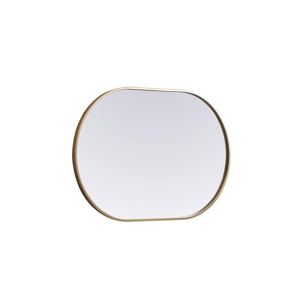 Metal Frame Oval Mirror 24x36 Inch in Brass. Picture 9