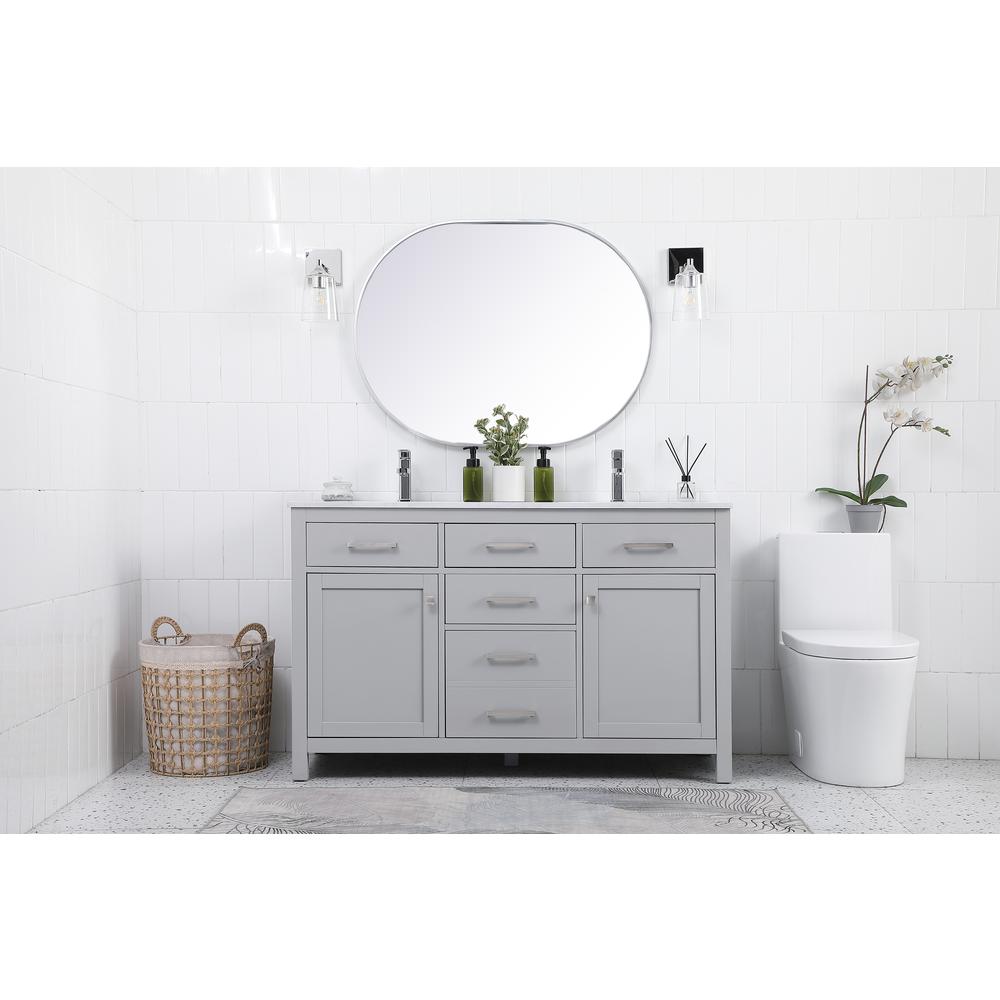 54 Inch Double Bathroom Vanity In Grey. Picture 4