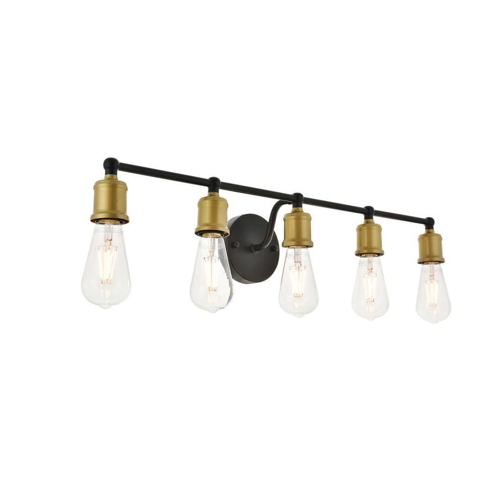 Serif 5 light brass and black Wall Sconce. Picture 5