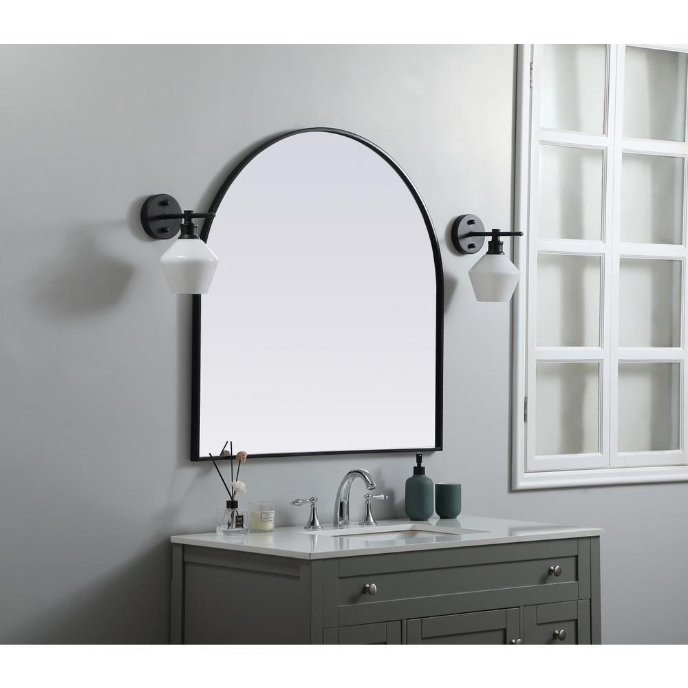 Metal Frame Arch Mirror 36x36 Inch in Black. Picture 2