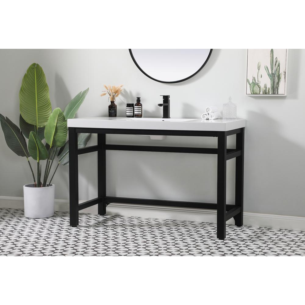 48 inch ADA compliant Single bathroom metal vanity in black. Picture 2