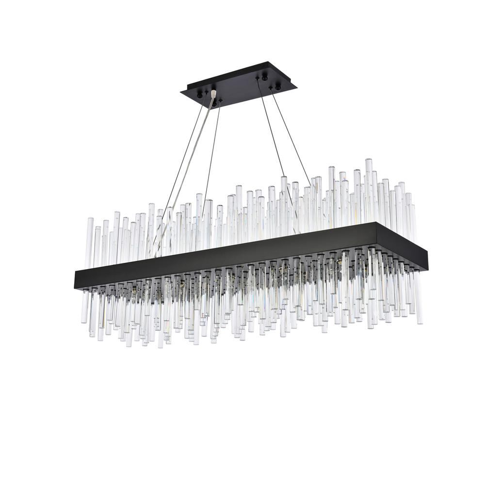 Dallas 36 inch rectangle crystal pendant in black. Picture 6