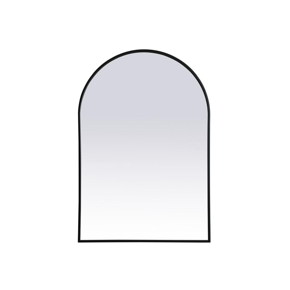 Metal Frame Arch Mirror 27x40 Inch in Black. Picture 1