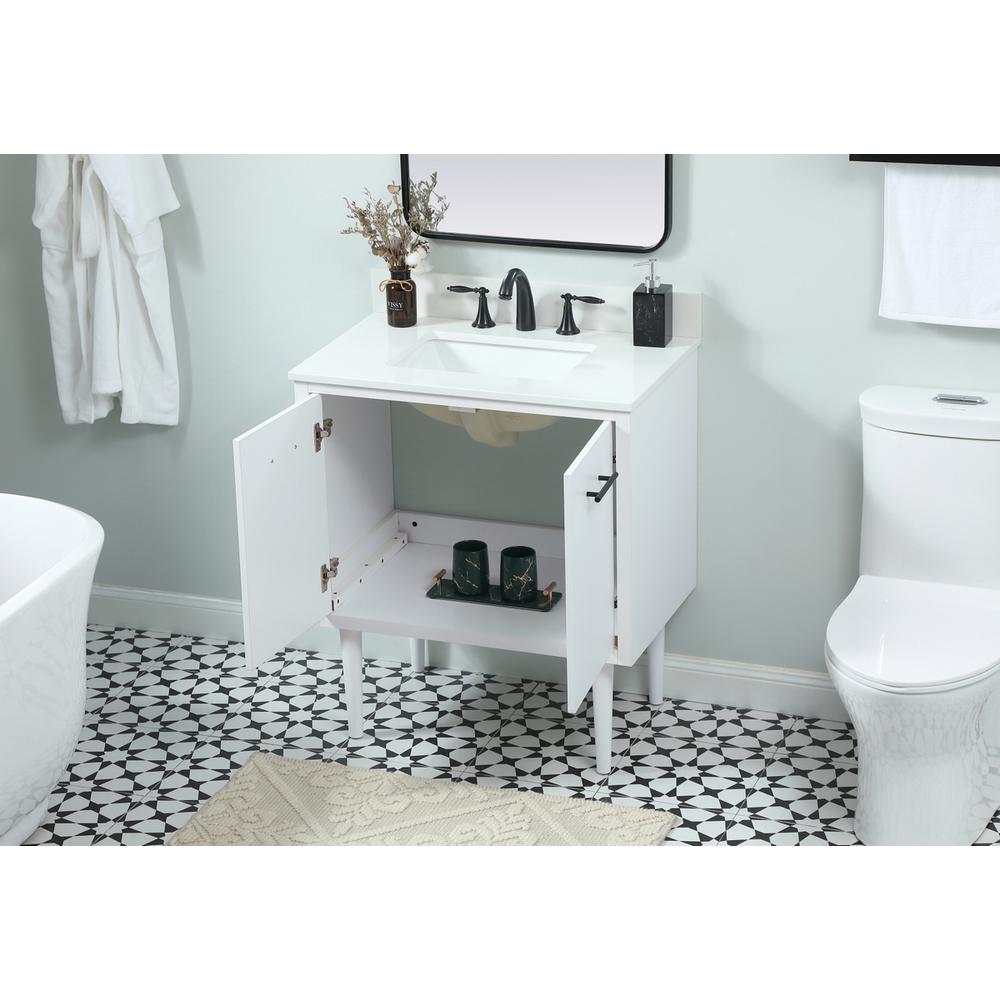 30 inch Single bathroom vanity in white with backsplash. Picture 3