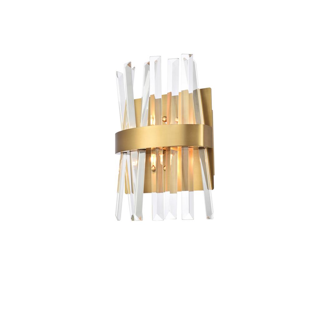 Serephina 8 inch crystal bath sconce in satin gold. Picture 2
