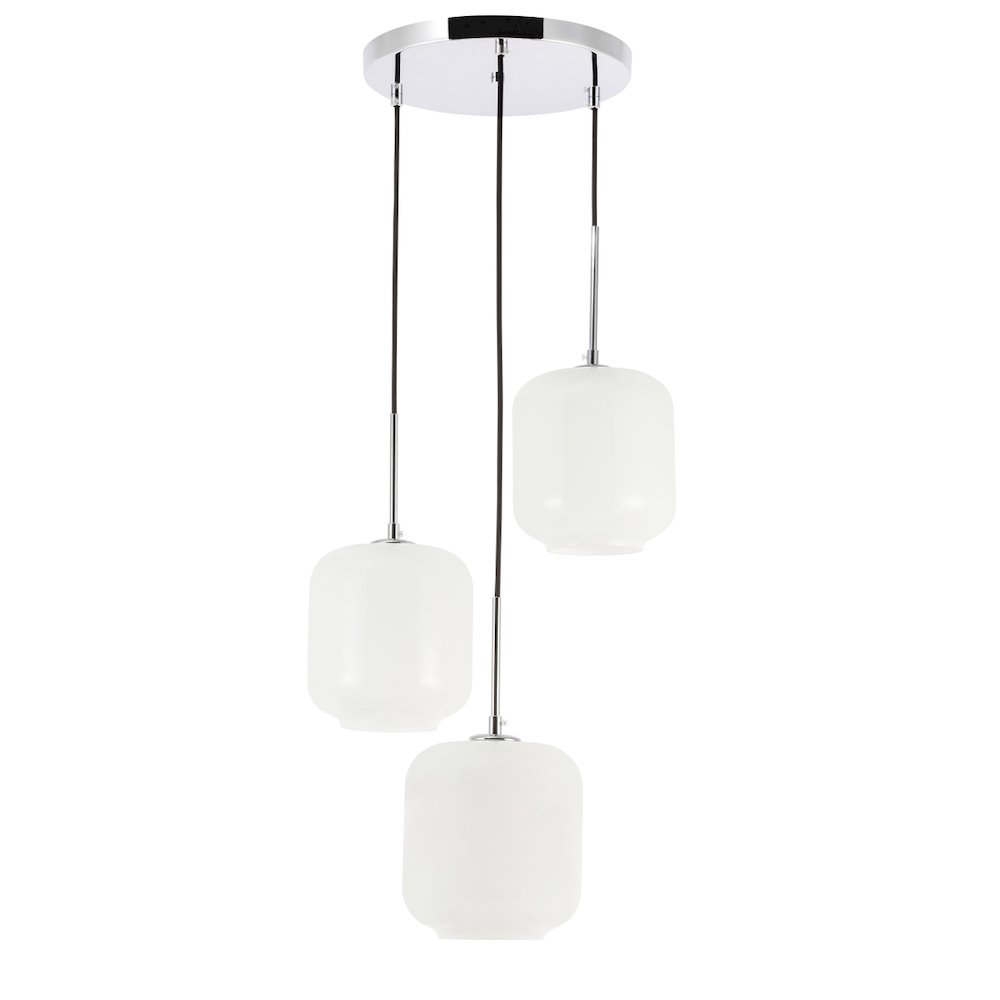 Collier 3 Light Chrome And Frosted White Glass Pendant. Picture 3