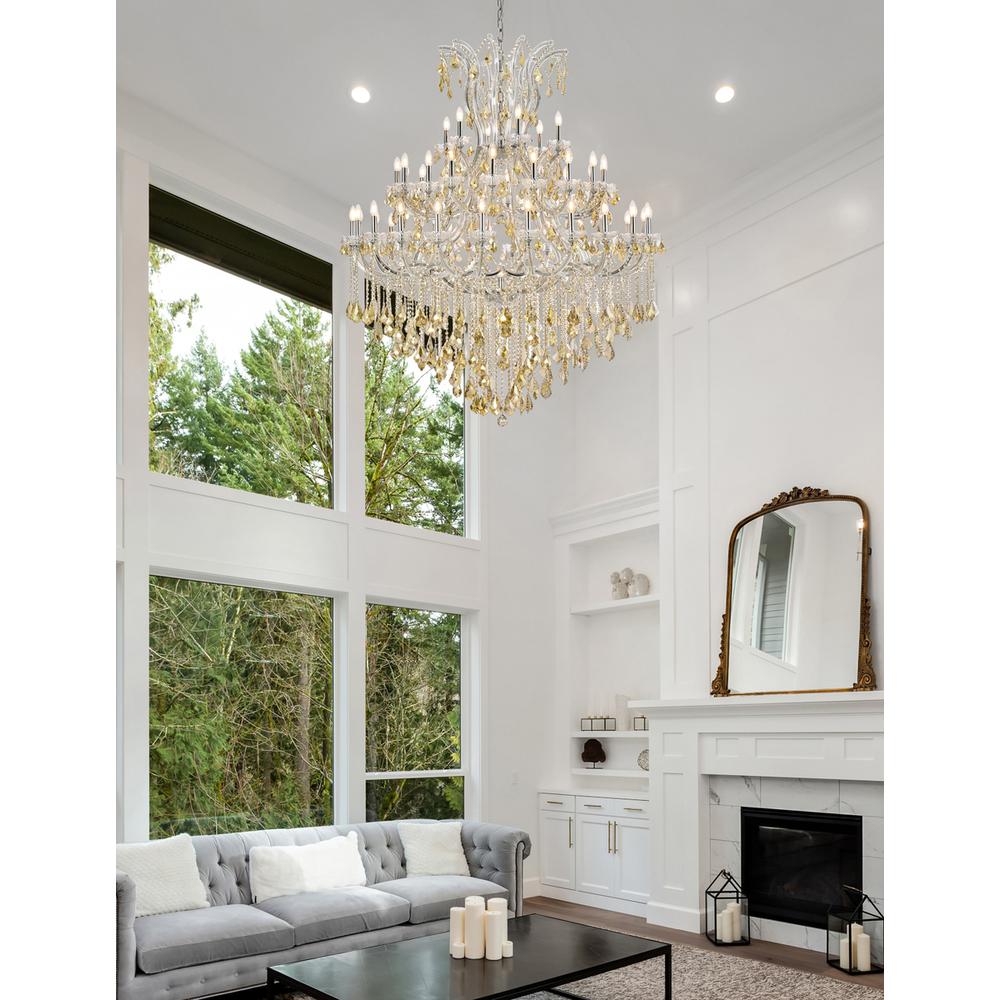 Maria Theresa 49 light Chrome Chandelier Golden Teak (Smoky) Royal Cut Crystal. Picture 7
