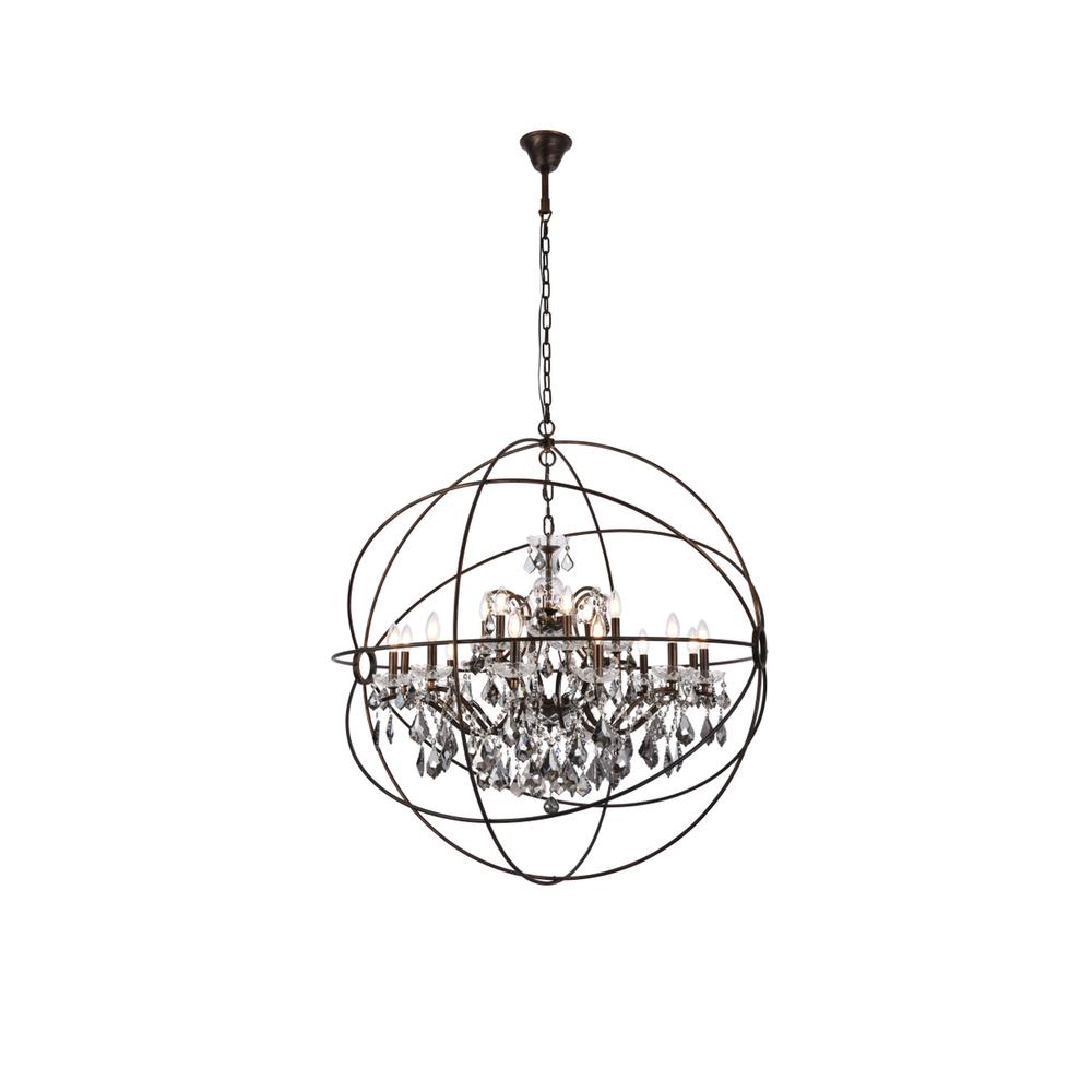Geneva 18 light Dark Bronze Chandelier Silver Shade (Grey) Royal Cut crystal. Picture 1