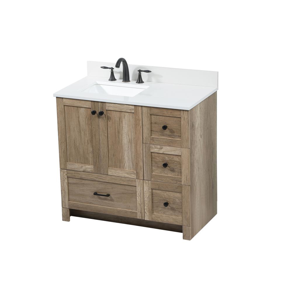 36 inch Single bathroom vanity in natural oak with backsplash. Picture 8