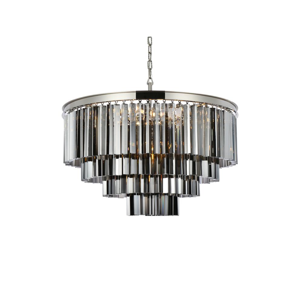 Sydney 17 light polished nickel Chandelier Silver Shade (Grey) Royal Cut Crystal. Picture 2