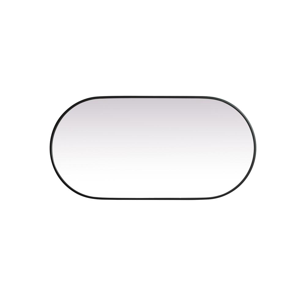 Metal Frame Oval Mirror 24x48 Inch in Black. Picture 8