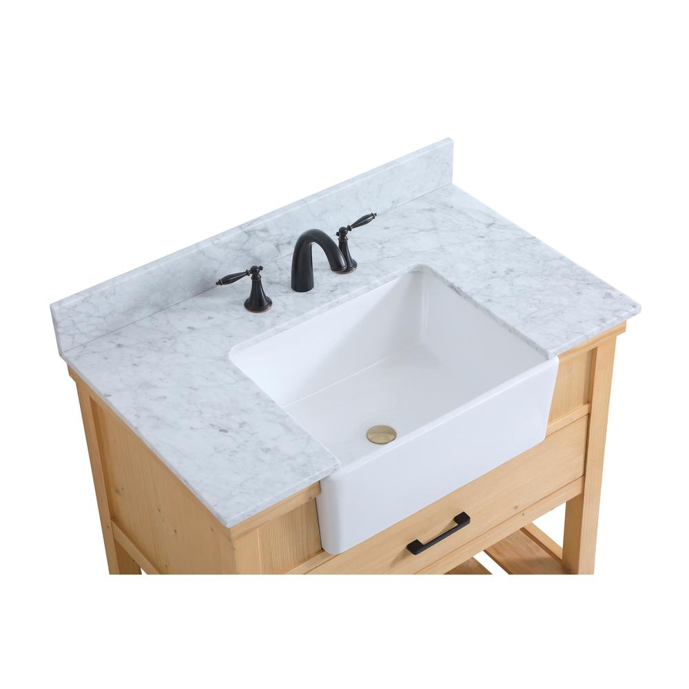 36 inch Single bathroom vanity in natural wood with backsplash. Picture 10